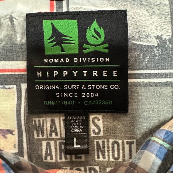 HippyTree Nomad Division Mens Large Plaid Short Sleeve Button Down Shirt Pocket - Picture 2 of 8